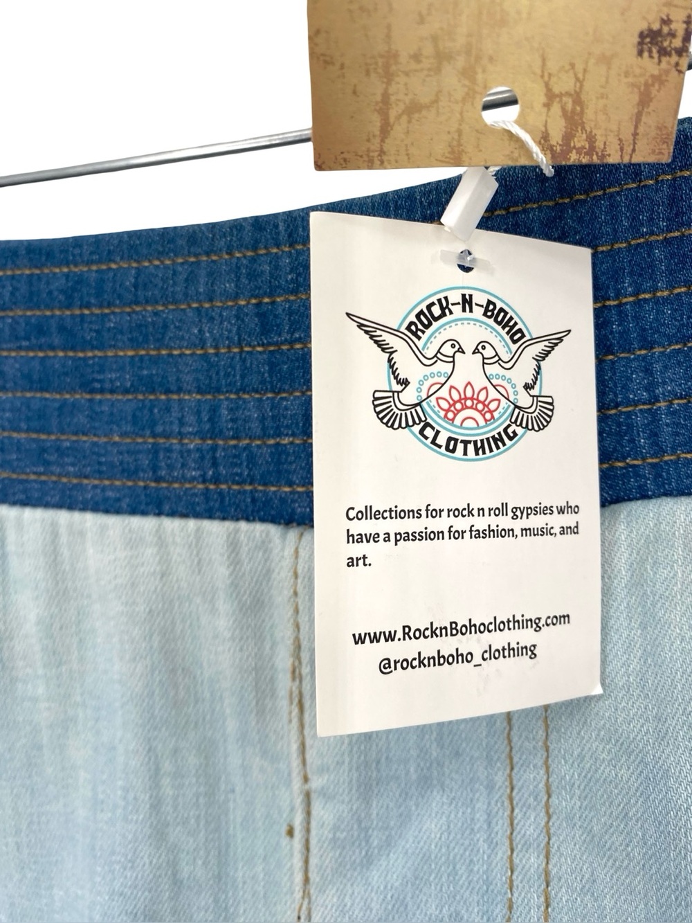 Turquoise Haven Two Tone Patchwork Flare Jeans New Medium Size 12-14 - Picture 4 of 10
